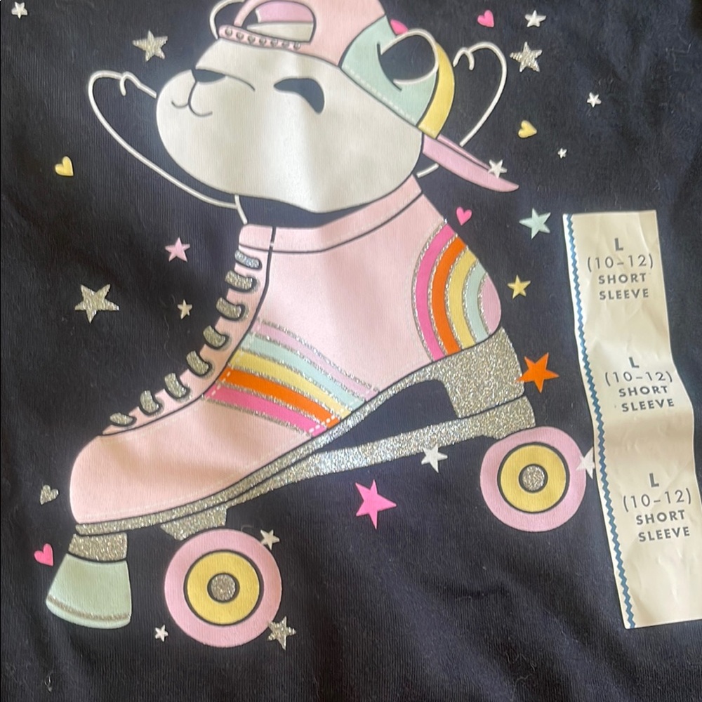Cat & Jack Pink Sweatshirt and NWT Black Graphic Tee Set - Girls - Picture 3 of 7